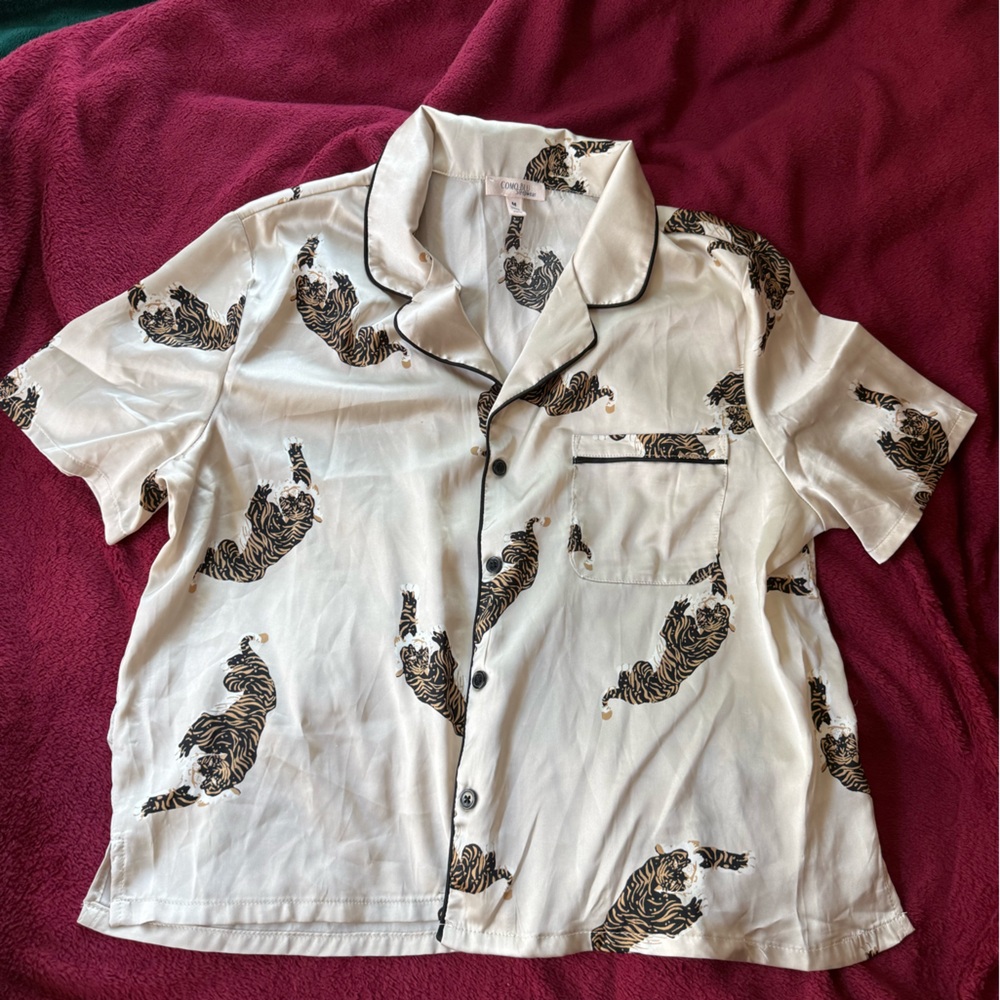 Marshalls Cream and Black Tiger Print Pajama Top